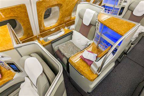 Emirates A380 Business Class fully flat bed Dubai long haul