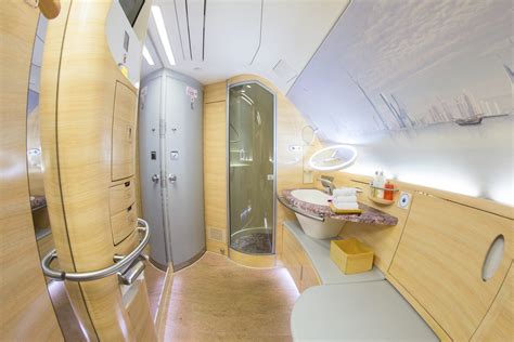 emirates a380 interior first class cabin with onboard shower spa