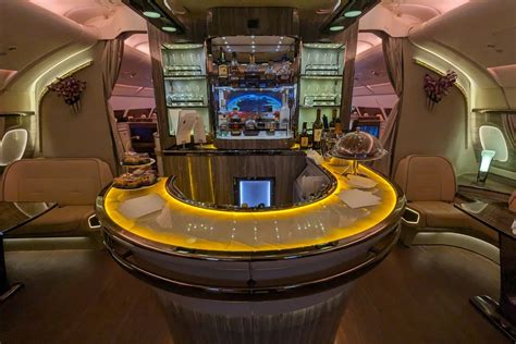 Emirates A380 onboard bar and business class upper deck