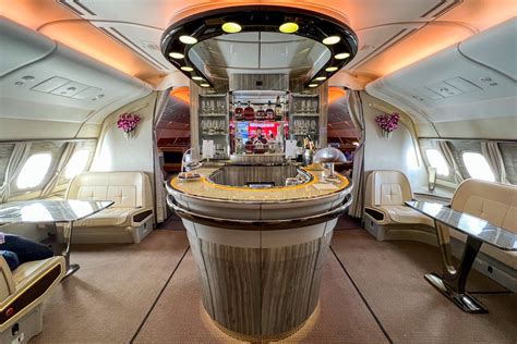 Emirates A380 onboard bar lounge upper deck