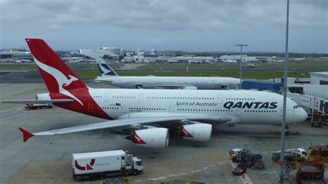 Emirates Airbus A380 and Qantas Airbus A380 at Sydney Airport
