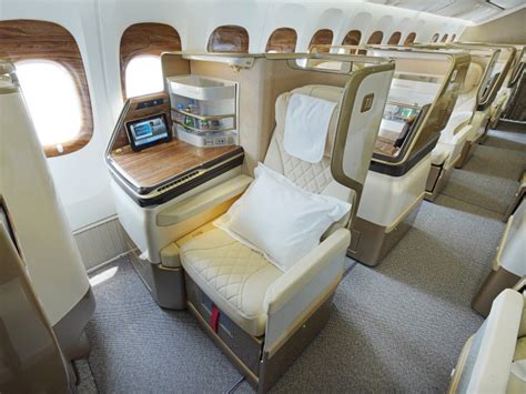 Emirates Airbus A380 business class upper deck with new premium economy section