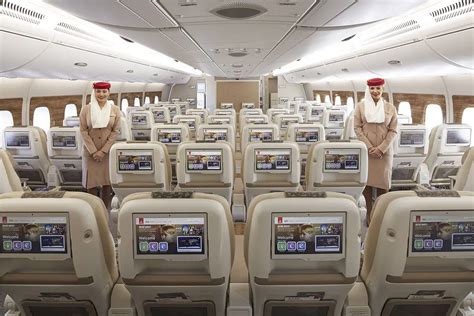 Emirates Airbus A380 economy cabin transatlantic route