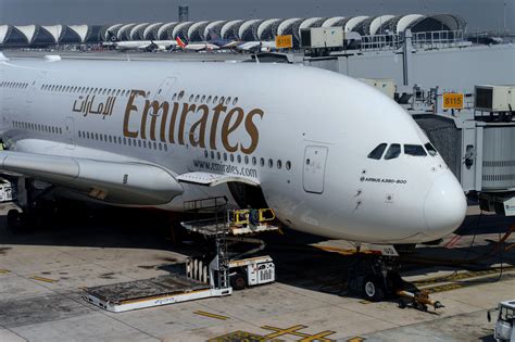 Emirates Airbus A380 fleet parked at Dubai International Airport