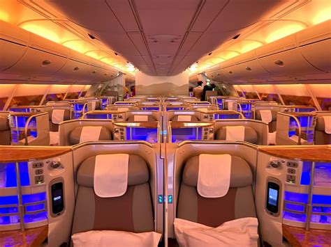 Emirates Airbus A380 interior upper deck business class cabin