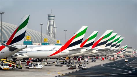Emirates aircraft taxiing at DXB with adjusted route notice due to airspace conflict