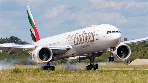 Emirates Boeing 777-300ER large fleet parked at Dubai International Airport