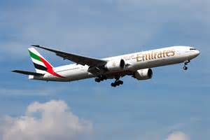 Emirates Boeing 777 arriving Auckland Airport after ultra long haul flight from Dubai