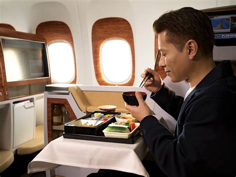 Emirates business class gourmet dining presentation