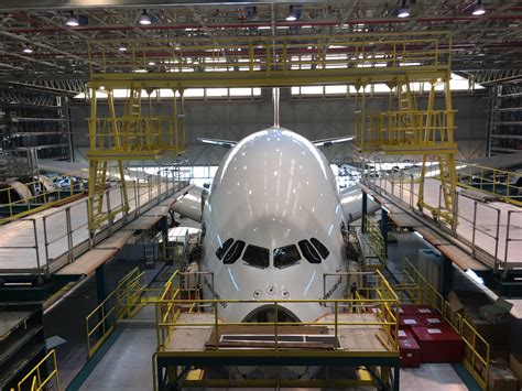 Emirates Engineering Airbus A380 retrofit maintenance hangar Dubai