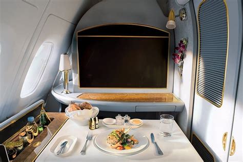 Emirates first class dining gourmet caviar service onboard