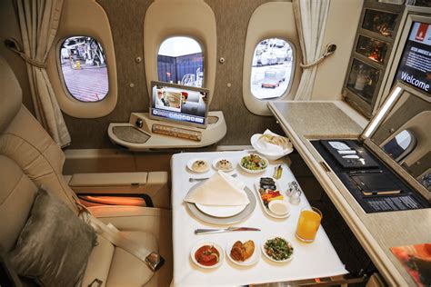 Emirates Game Changer fully enclosed first class suite with virtual windows and ambient lighting