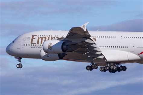 Emirates high-density A380 departing runway with new cabin configuration highlighted