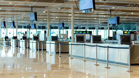 empty airline check-in counters during sudden flight cancellations in summer peak