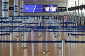 empty departure hall at Tel Aviv Ben Gurion Airport amid suspended international flights