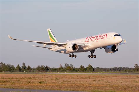 Ethiopian Airlines Airbus A350-900 taxiing at an international airport