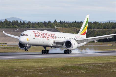 Ethiopian Airlines Boeing 787 at Addis Ababa Bole airport Ethiopia