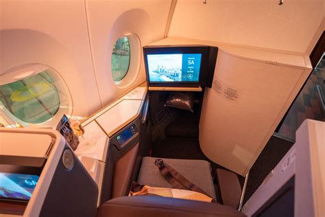 Etihad Airways A350 business class seat prepared for sleeping mode