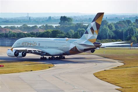 Etihad Airways Airbus A380 taxiing at Abu Dhabi International Airport