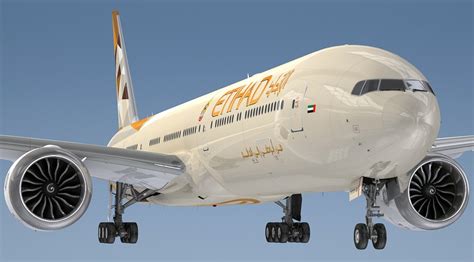 Etihad Airways Boeing 777X in Abu Dhabi during sunset