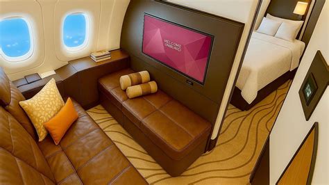 Etihad Airways first class suite with sliding door and luxury bedding