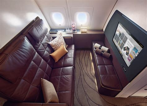 Etihad Airways The Residence living room area with leather sofa