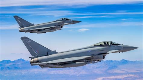 Eurofighter Typhoon flying alongside F-35 during multinational exercise