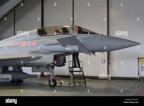 Eurofighter Typhoon maintenance crew performing ground servicing