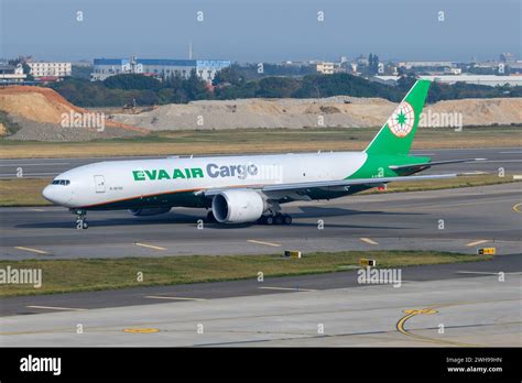 EVA Air Cargo Boeing 777F freighter aircraft on the tarmac