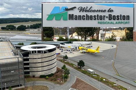 Exterior terminal of Manchester-Boston Regional Airport with JetBlue branding