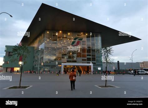 Exterior view of Roma Tiburtina station, a modern transport hub