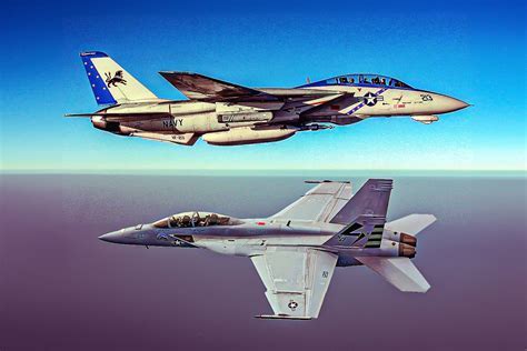 F-14 and F-5 during air combat maneuver training