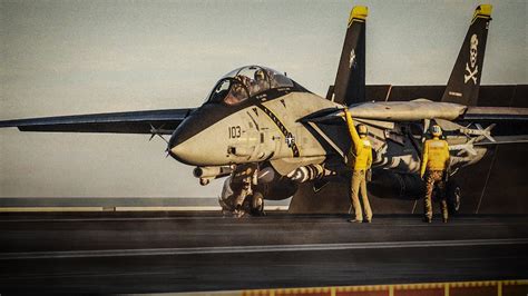 F-14 Tomcat launching during carrier operations