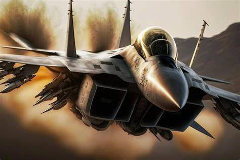 F-15 Eagle fighter jet flying at high altitude with afterburners