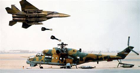 F-15 in formation with multiple air-to-air kills marked on its fuselage