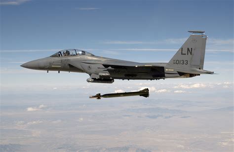 F-15E Strike Eagle releasing a GBU-28 Bunker Buster bomb during a combat mission
