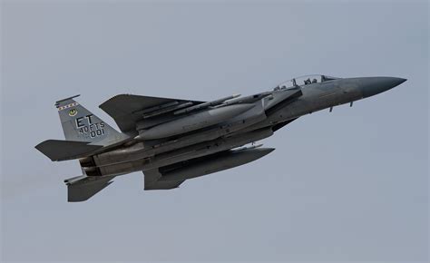 F-15EX Eagle II at Eglin Air Force Base taxiing for test mission with weapons loaded