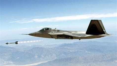 F-22 firing an AIM-9X Sidewinder during combat exercises