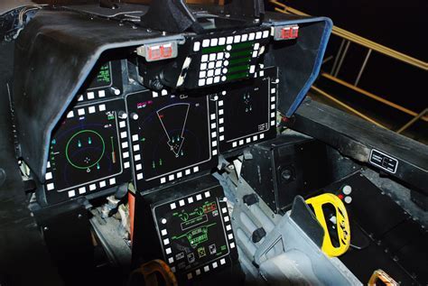 F-22 Raptor cockpit with advanced sensors and display