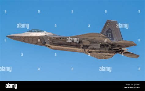 F-22 Raptor flying above Edwards Air Force Base, California, in a test flight, 2018