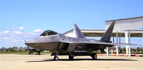 F-22 Raptor on tarmac during USAF readiness drill in Alaska