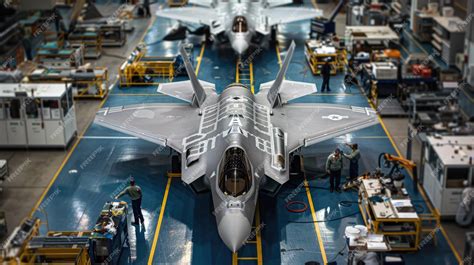F-35 fighters undergoing maintenance in European hangar
