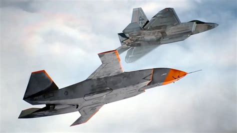 F-35 leading a formation of loyal wingman UCAVs during joint exercise simulation