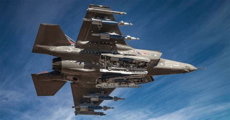 F-35A test aircraft with external instrumentation pods at Edwards AFB during systems evaluation