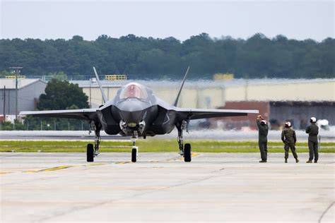 F-35B Lightning II stealth fighter assigned to VMFA-231 in flight over North Carolina