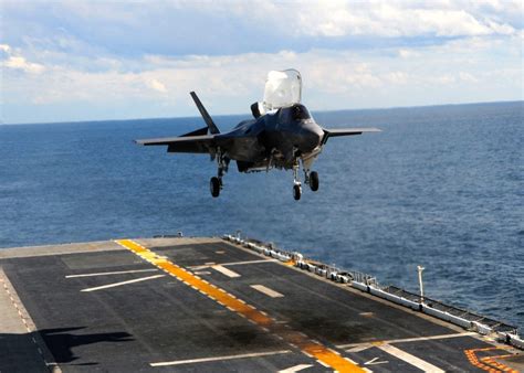 f-35b vertical landing on uss america by us marine corps in pacific 2025