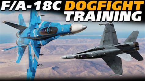 F/A-18 conducting low-speed maneuvers against an F-16 in a training dogfight