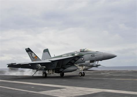 F/A-18E Super Hornet landing on a U.S. Navy aircraft carrier