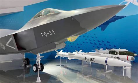 fc-31 with pl-15 missile loadout at international airshow