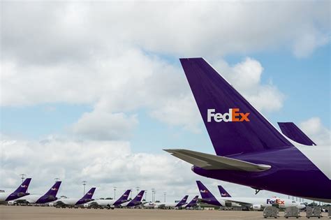 FedEx aircraft lined up at Memphis International Airport cargo hub